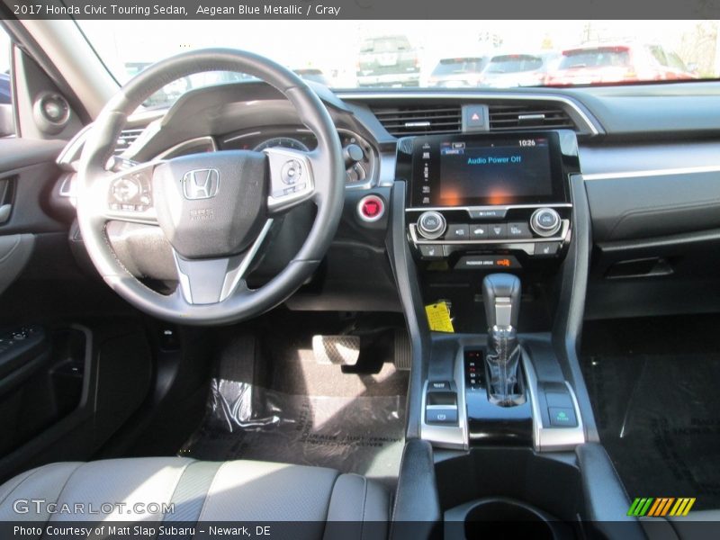 Aegean Blue Metallic / Gray 2017 Honda Civic Touring Sedan