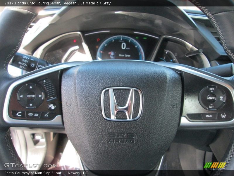 Aegean Blue Metallic / Gray 2017 Honda Civic Touring Sedan