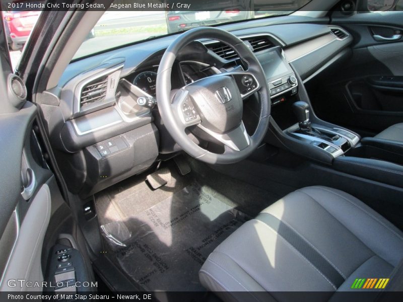 Aegean Blue Metallic / Gray 2017 Honda Civic Touring Sedan