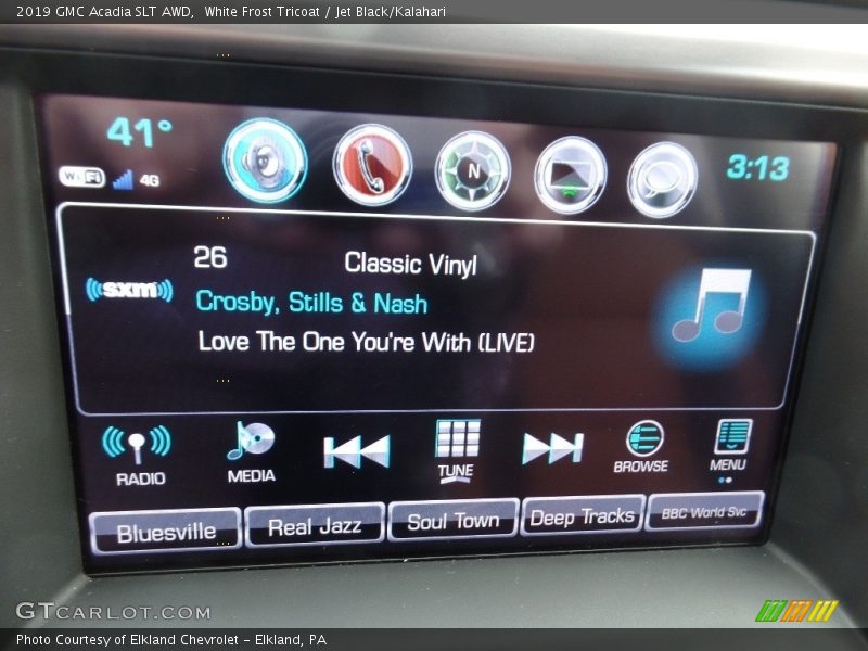 White Frost Tricoat / Jet Black/Kalahari 2019 GMC Acadia SLT AWD