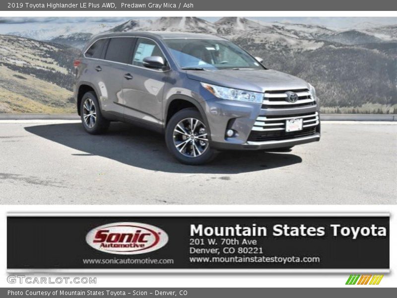 Predawn Gray Mica / Ash 2019 Toyota Highlander LE Plus AWD