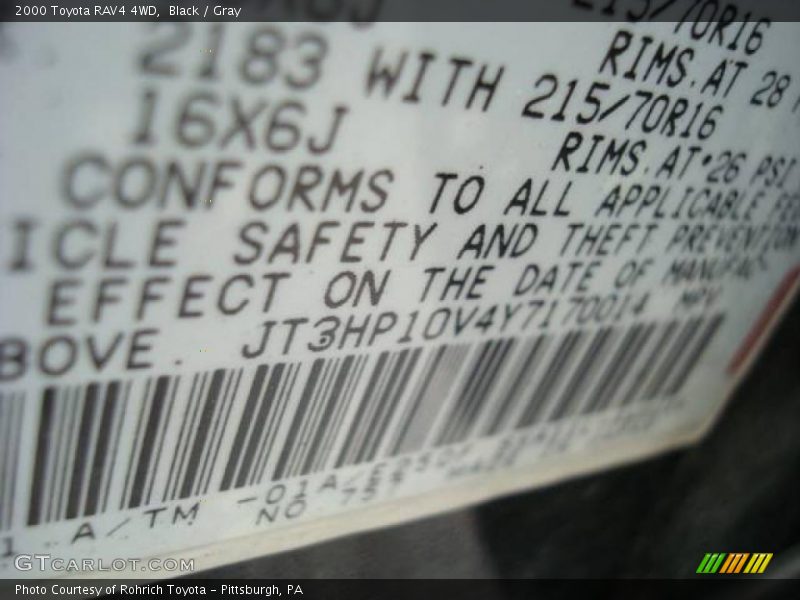 Black / Gray 2000 Toyota RAV4 4WD