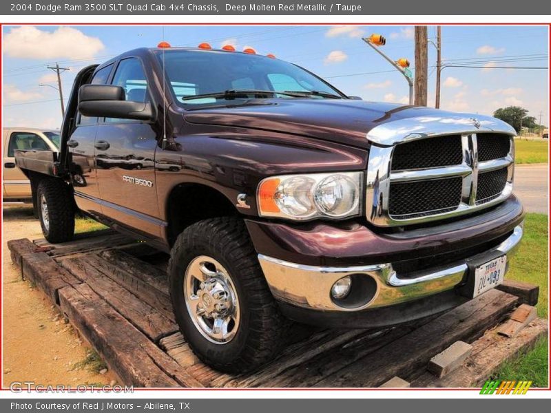 Deep Molten Red Metallic / Taupe 2004 Dodge Ram 3500 SLT Quad Cab 4x4 Chassis