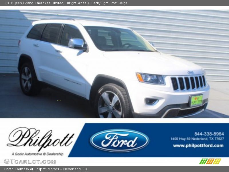 Bright White / Black/Light Frost Beige 2016 Jeep Grand Cherokee Limited