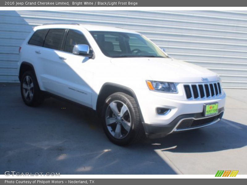 Bright White / Black/Light Frost Beige 2016 Jeep Grand Cherokee Limited