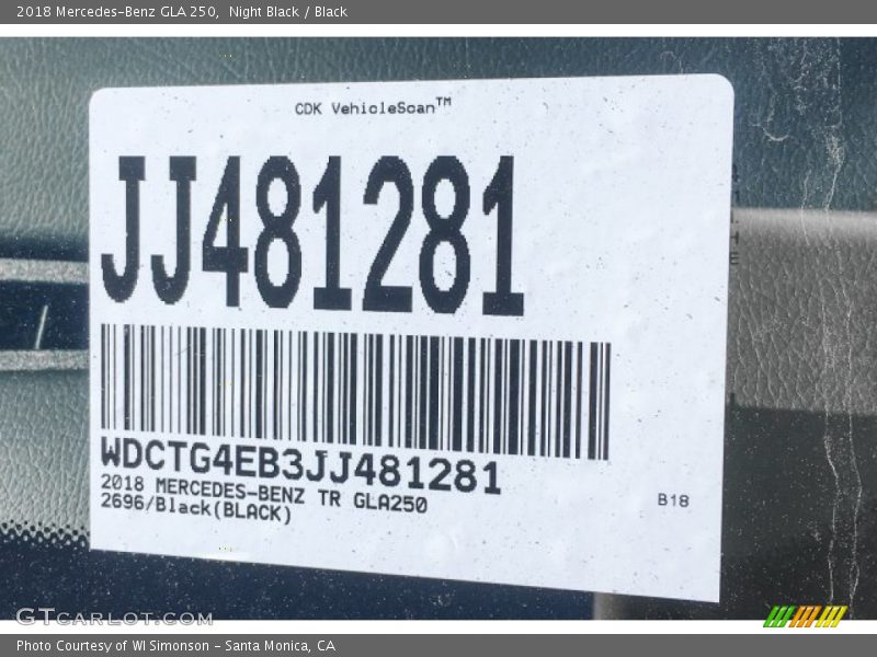 Night Black / Black 2018 Mercedes-Benz GLA 250