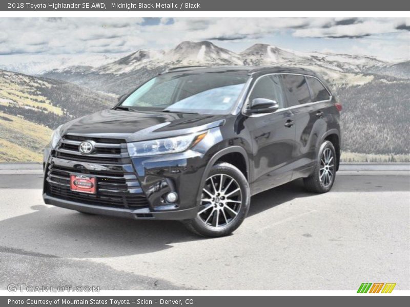 Midnight Black Metallic / Black 2018 Toyota Highlander SE AWD