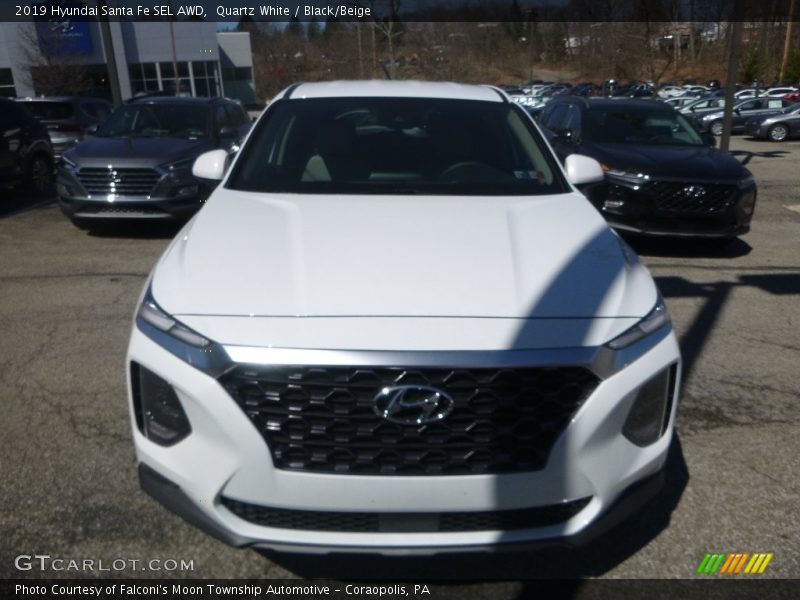 Quartz White / Black/Beige 2019 Hyundai Santa Fe SEL AWD