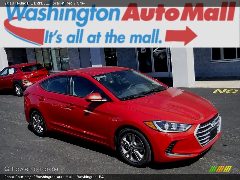 Scarlet Red / Gray 2018 Hyundai Elantra SEL