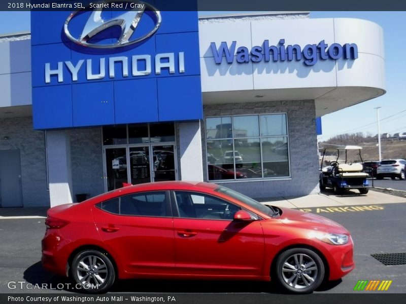 Scarlet Red / Gray 2018 Hyundai Elantra SEL