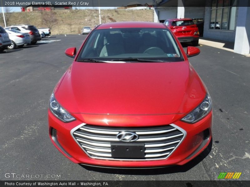 Scarlet Red / Gray 2018 Hyundai Elantra SEL