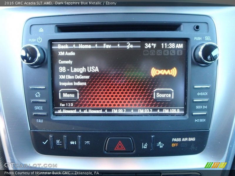 Dark Sapphire Blue Metallic / Ebony 2016 GMC Acadia SLT AWD