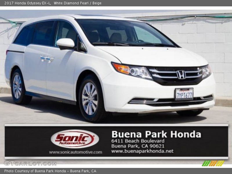 White Diamond Pearl / Beige 2017 Honda Odyssey EX-L