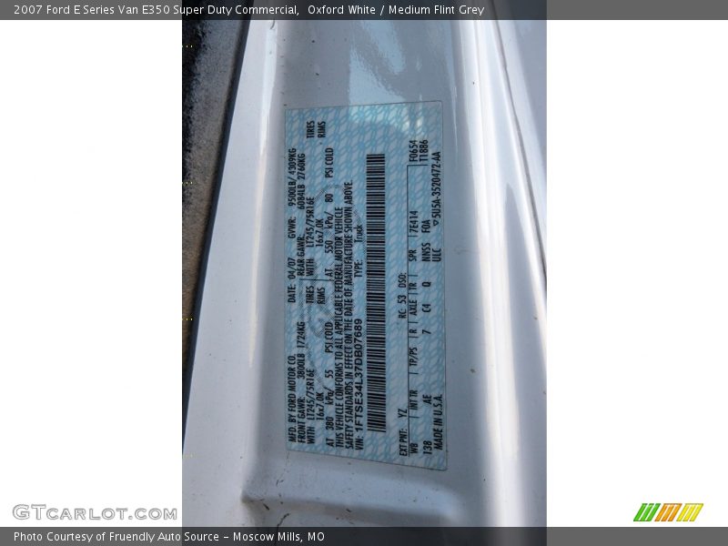 Oxford White / Medium Flint Grey 2007 Ford E Series Van E350 Super Duty Commercial