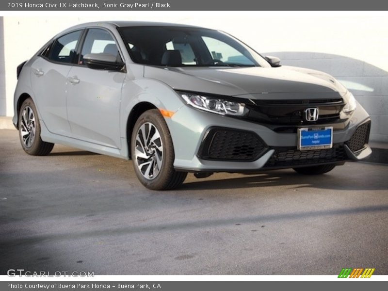 Sonic Gray Pearl / Black 2019 Honda Civic LX Hatchback