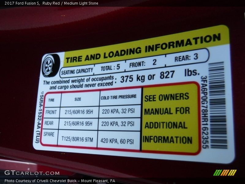 Ruby Red / Medium Light Stone 2017 Ford Fusion S