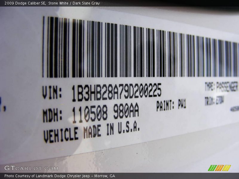 Stone White / Dark Slate Gray 2009 Dodge Caliber SE