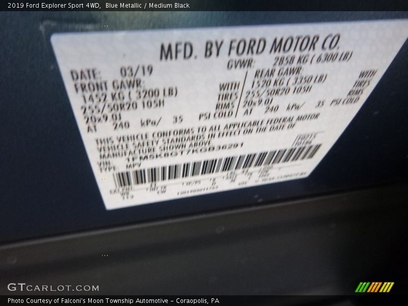 Blue Metallic / Medium Black 2019 Ford Explorer Sport 4WD