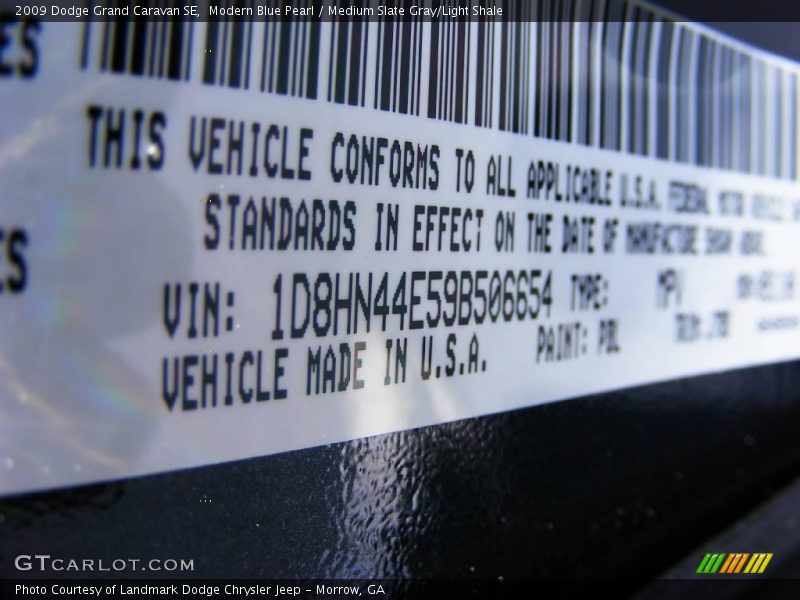 Modern Blue Pearl / Medium Slate Gray/Light Shale 2009 Dodge Grand Caravan SE