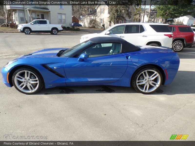 Elkhart Lake Blue Metallic / Gray 2019 Chevrolet Corvette Stingray Convertible