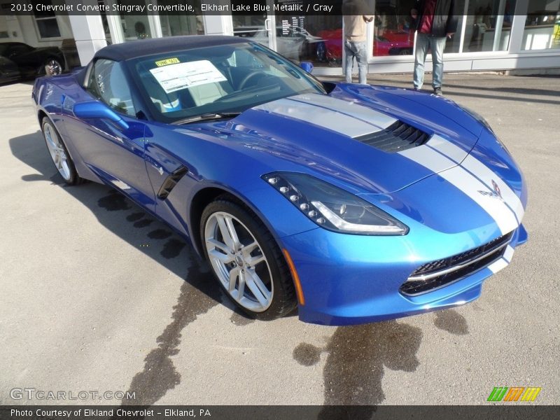 Elkhart Lake Blue Metallic / Gray 2019 Chevrolet Corvette Stingray Convertible