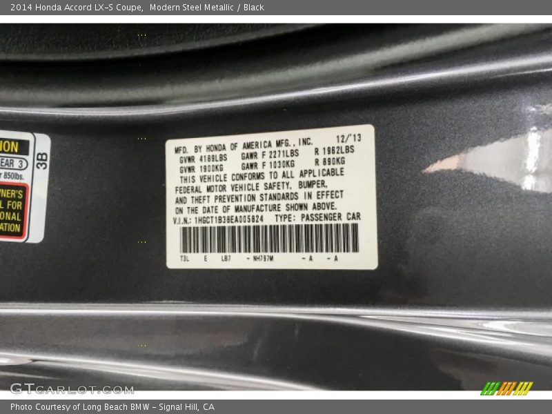 Modern Steel Metallic / Black 2014 Honda Accord LX-S Coupe