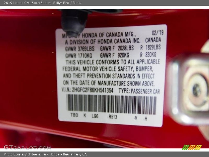 Rallye Red / Black 2019 Honda Civic Sport Sedan