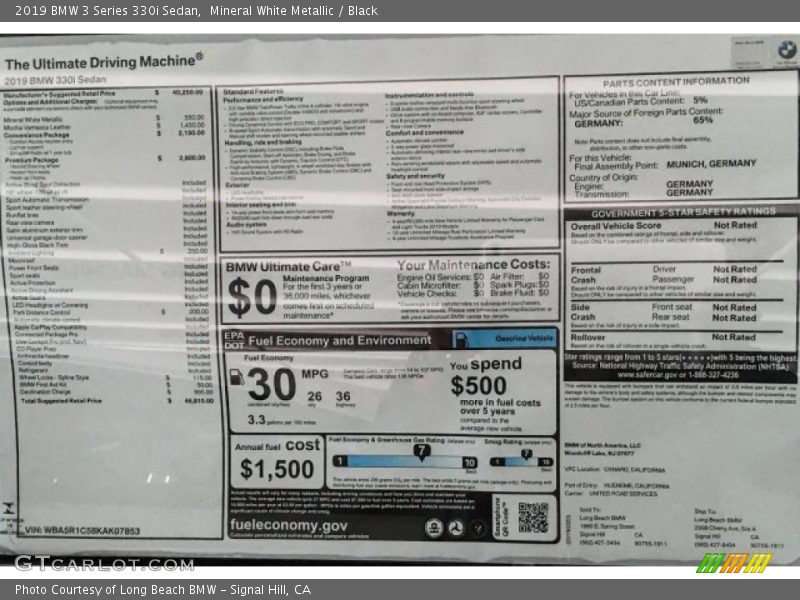 Mineral White Metallic / Black 2019 BMW 3 Series 330i Sedan