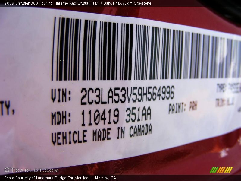 Inferno Red Crystal Pearl / Dark Khaki/Light Graystone 2009 Chrysler 300 Touring