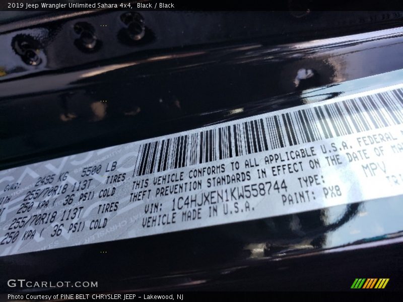 Black / Black 2019 Jeep Wrangler Unlimited Sahara 4x4