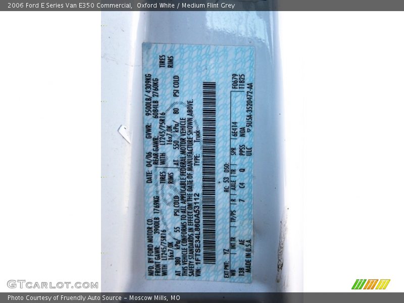 Oxford White / Medium Flint Grey 2006 Ford E Series Van E350 Commercial