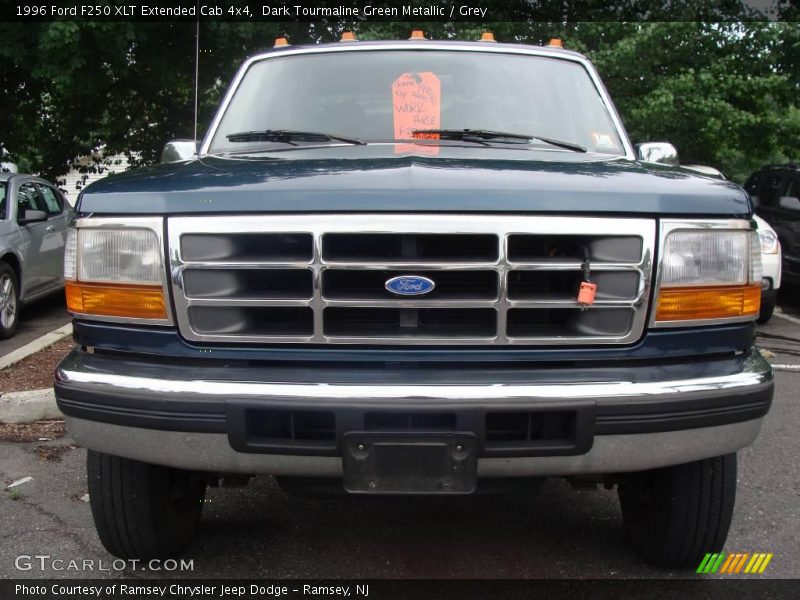 Dark Tourmaline Green Metallic / Grey 1996 Ford F250 XLT Extended Cab 4x4