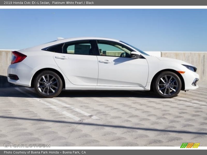 Platinum White Pearl / Black 2019 Honda Civic EX-L Sedan