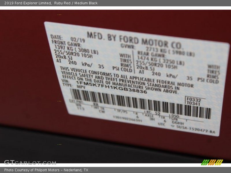 Ruby Red / Medium Black 2019 Ford Explorer Limited