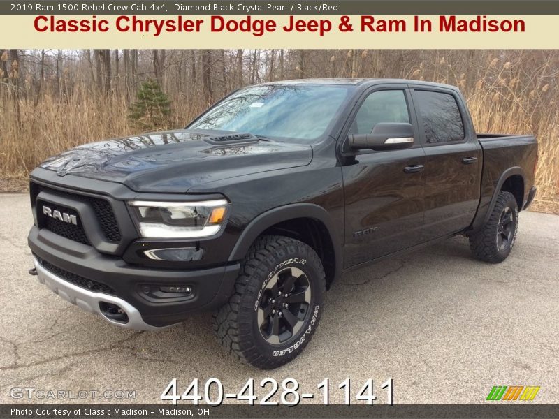 Diamond Black Crystal Pearl / Black/Red 2019 Ram 1500 Rebel Crew Cab 4x4