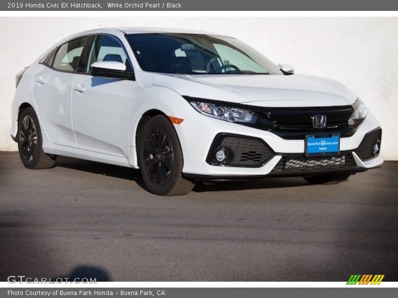 White Orchid Pearl / Black 2019 Honda Civic EX Hatchback