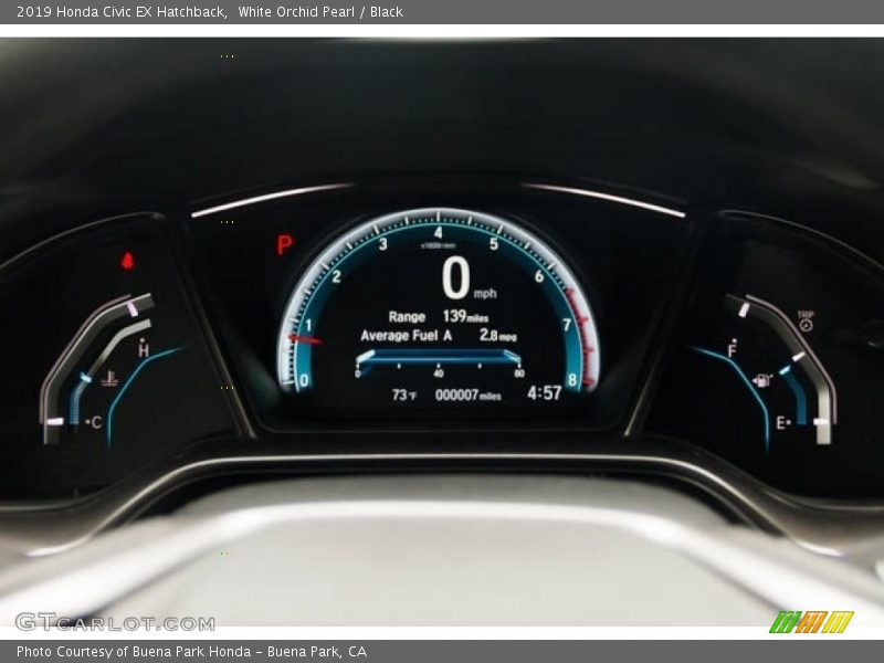 White Orchid Pearl / Black 2019 Honda Civic EX Hatchback
