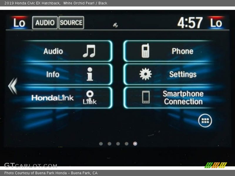 White Orchid Pearl / Black 2019 Honda Civic EX Hatchback