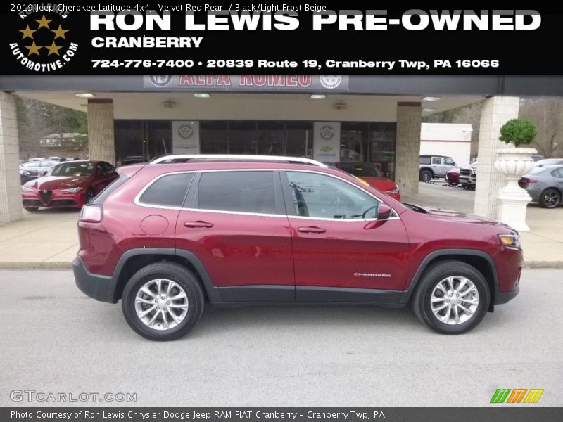 Velvet Red Pearl / Black/Light Frost Beige 2019 Jeep Cherokee Latitude 4x4