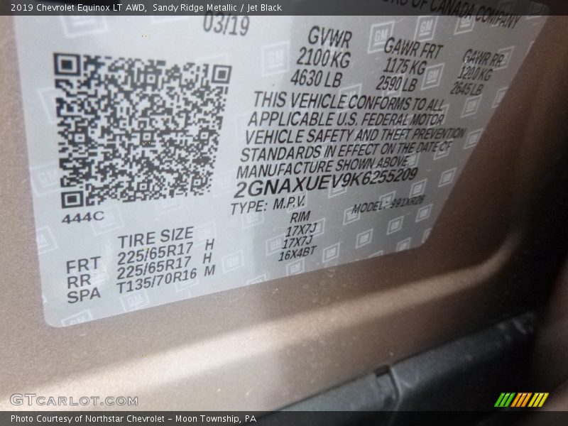 Sandy Ridge Metallic / Jet Black 2019 Chevrolet Equinox LT AWD