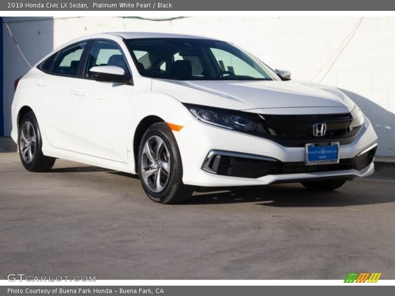 Platinum White Pearl / Black 2019 Honda Civic LX Sedan