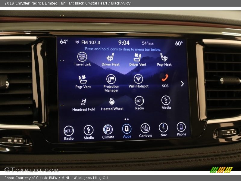 Brilliant Black Crystal Pearl / Black/Alloy 2019 Chrysler Pacifica Limited