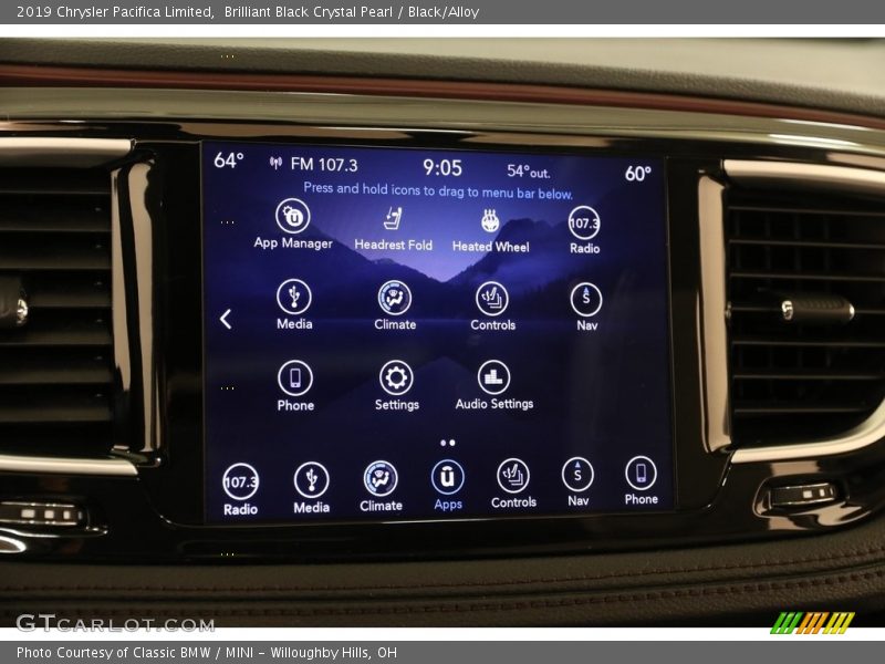 Brilliant Black Crystal Pearl / Black/Alloy 2019 Chrysler Pacifica Limited