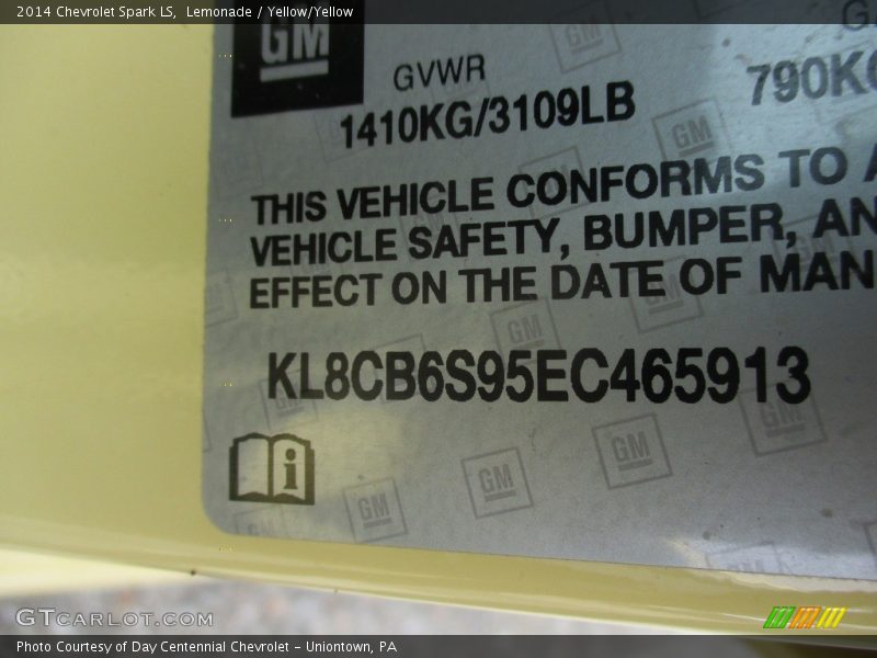 Lemonade / Yellow/Yellow 2014 Chevrolet Spark LS