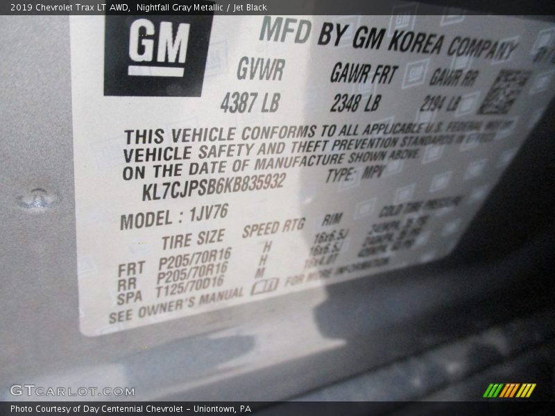 Nightfall Gray Metallic / Jet Black 2019 Chevrolet Trax LT AWD