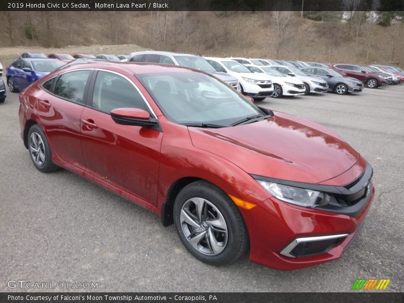 Molten Lava Pearl / Black 2019 Honda Civic LX Sedan