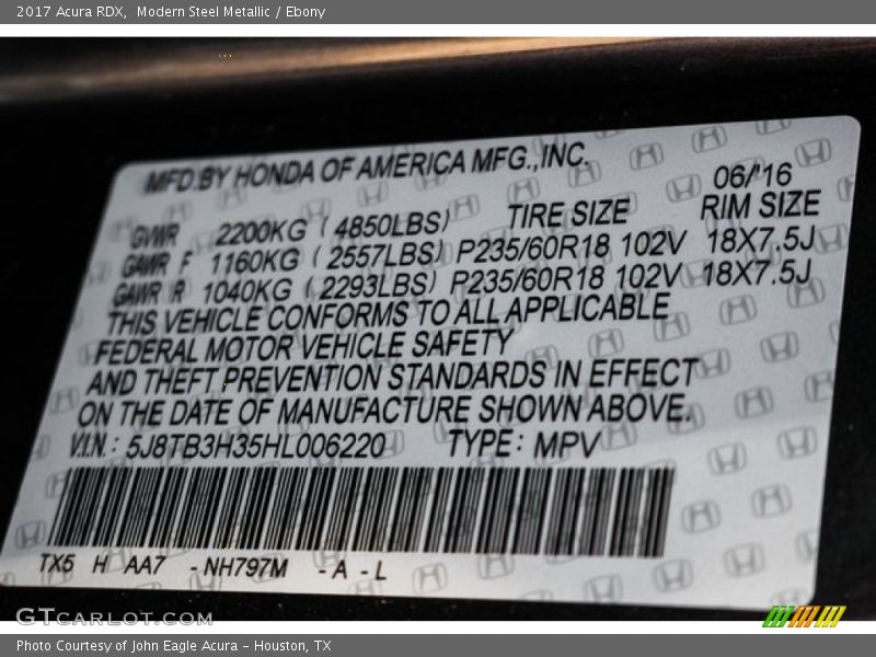 Modern Steel Metallic / Ebony 2017 Acura RDX