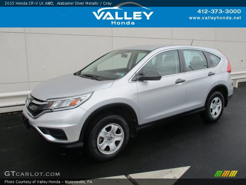 Alabaster Silver Metallic / Gray 2015 Honda CR-V LX AWD
