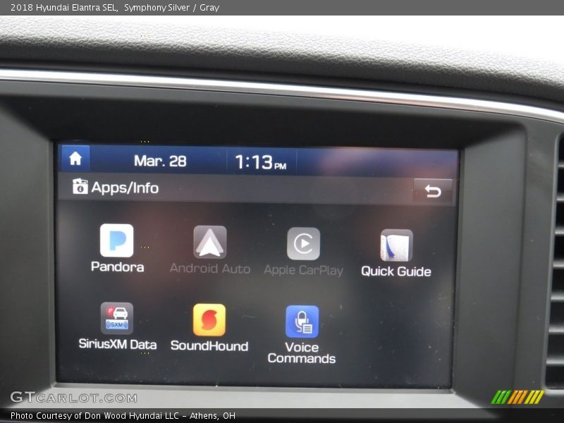 Symphony Silver / Gray 2018 Hyundai Elantra SEL