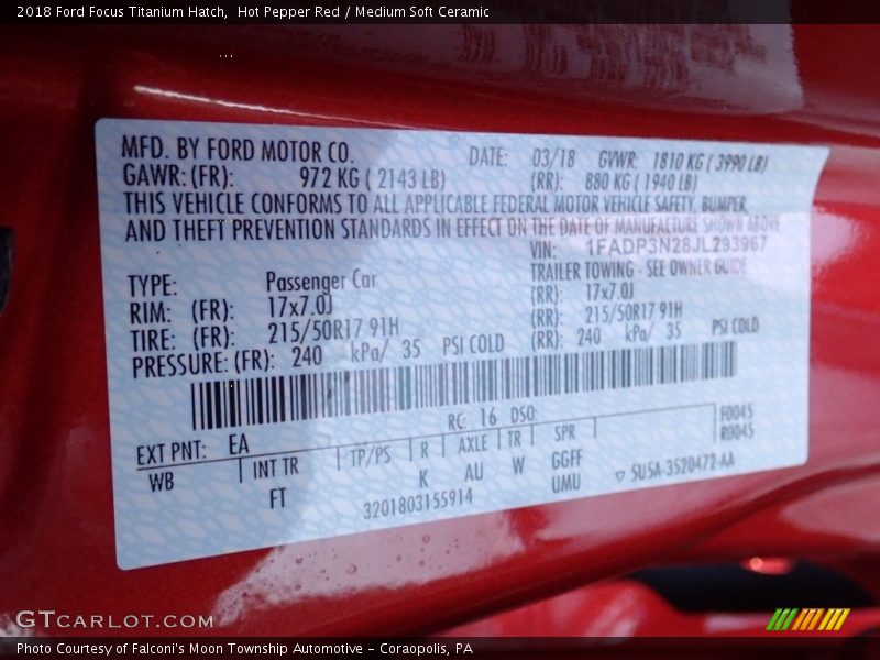 Hot Pepper Red / Medium Soft Ceramic 2018 Ford Focus Titanium Hatch